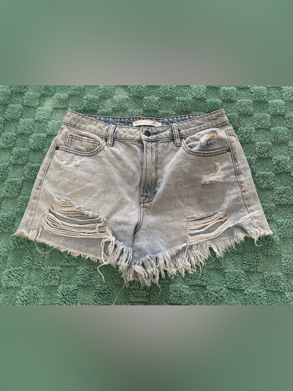 Altar'd State Distressed Light Blue Denim Cutoff Shorts